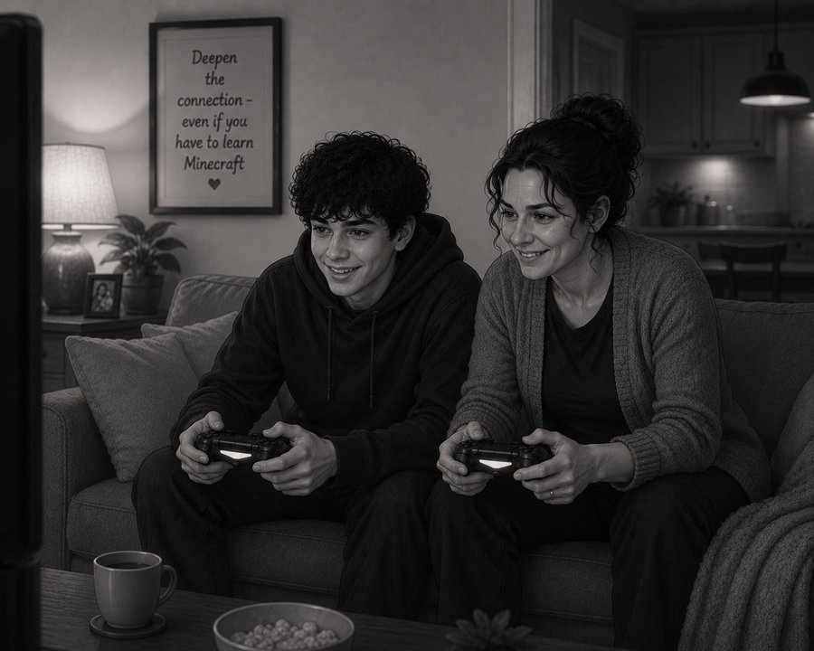 A quiet moment shared between parent and teenager