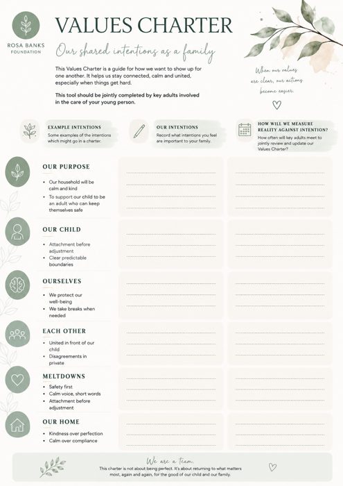 Values Charter worksheet preview